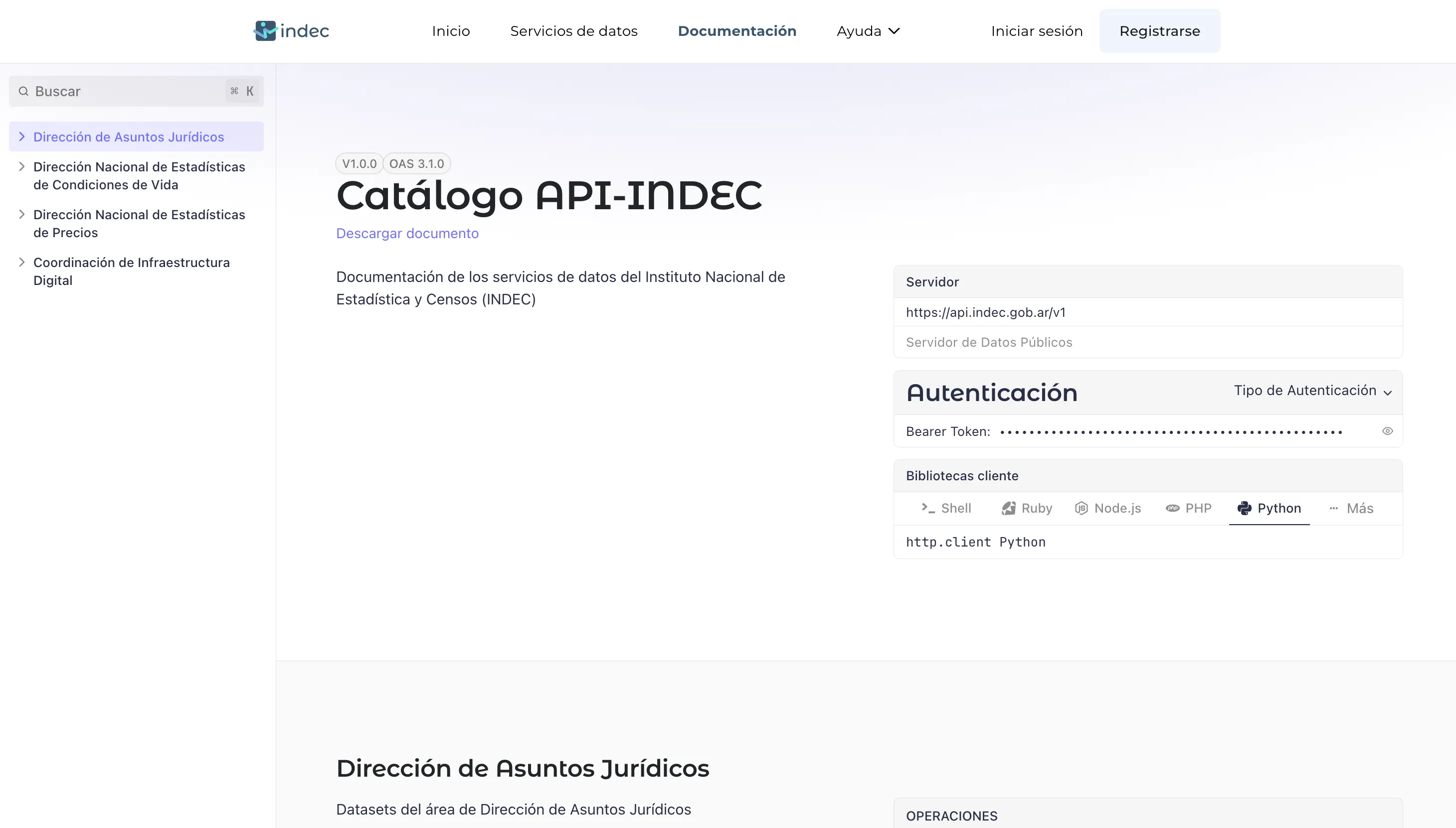 Documentación API-INDEC
